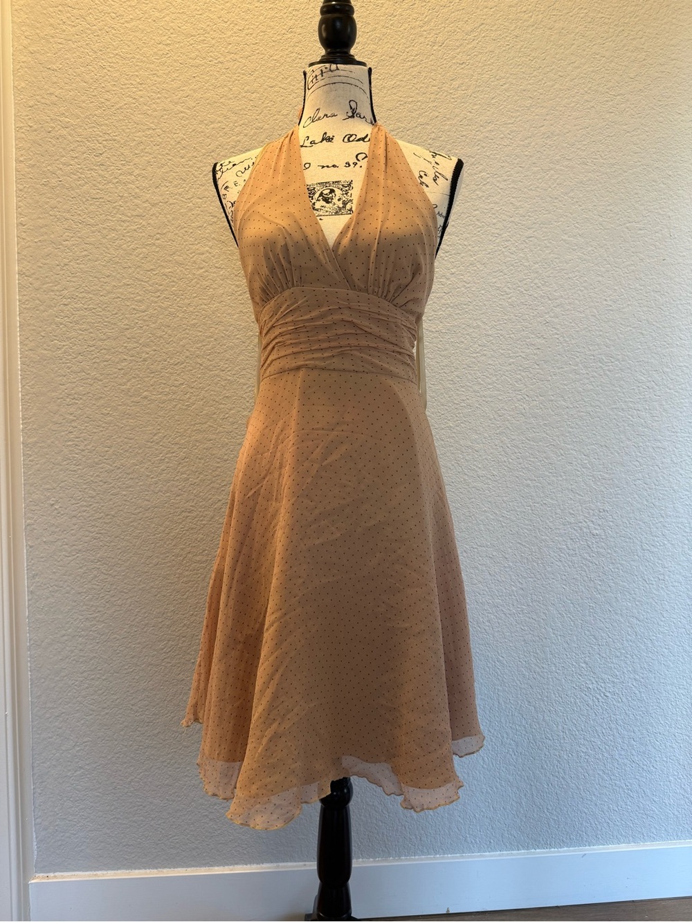 Mixit One-Shoulder Beige Polka Dot Dress